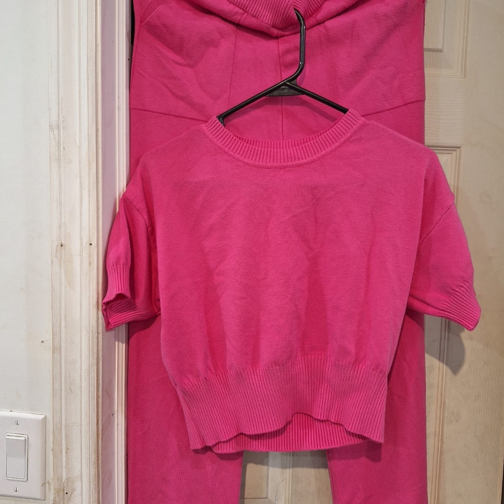 Pink Knit Short Sleeve Top
